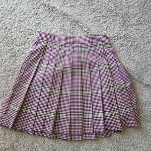 Bagatelle Pink and Black Checkered A-Line Skirt